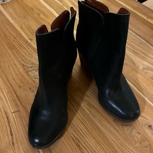 Black leather ankle booties